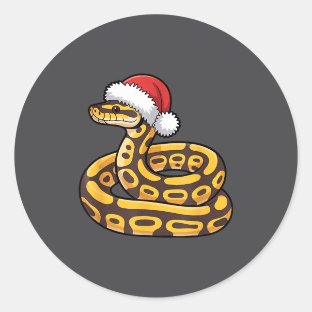 Sticker Rond Christmas Ball Python Ugly Xmas Sweater Snake Love (Devant)