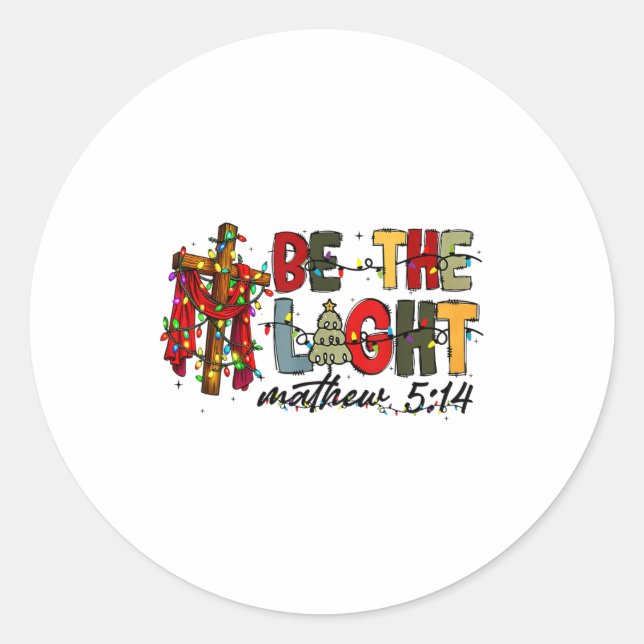 Sticker Rond Christmas Be The Light Sun Matthew 5_14 Bible Chri (Devant)