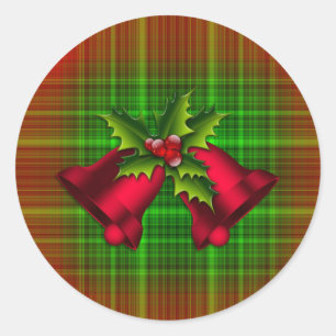 Sticker Rond Christmas Bells et Holly