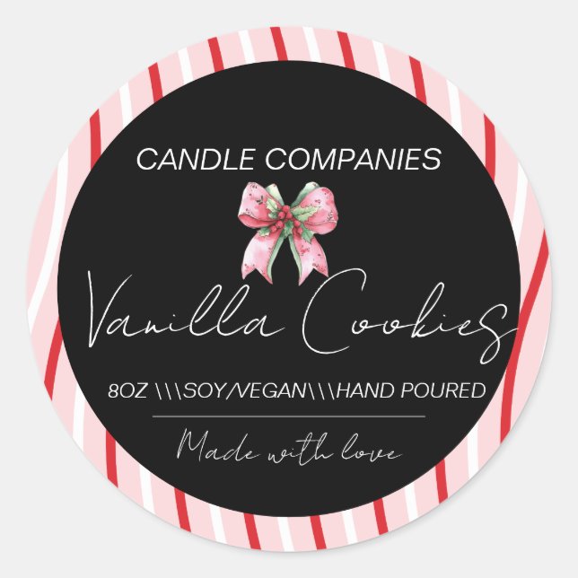 Sticker Rond Christmas  Bow Candle Maker Business  (Devant)
