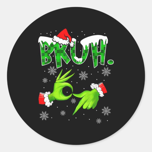 Sticker Rond Christmas Bruh 67 Six Seven 6 7 Meme  (Devant)