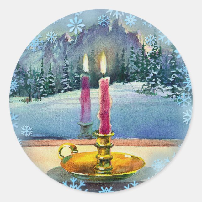 Sticker Rond CHRISTMAS CANDLE par SHARON SHARPE (Devant)