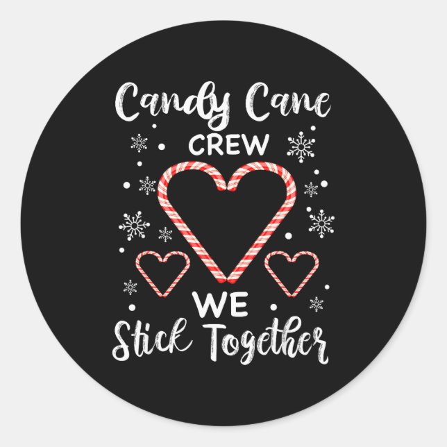 Sticker Rond Christmas Candy Cane Crew Heart Holiday Family Can (Devant)
