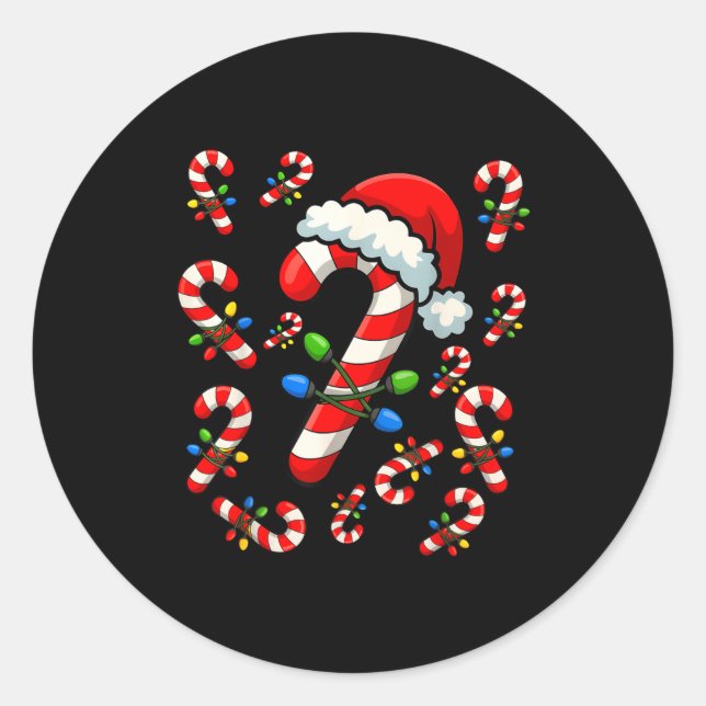 Sticker Rond Christmas Candy Cane Crew Xmas Holiday Family Matc (Devant)