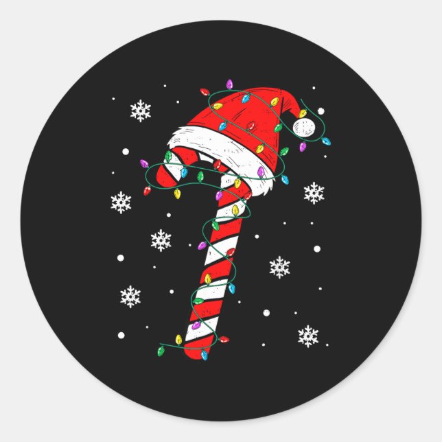 Sticker Rond Christmas Candy Cane Hat Santa Xmas Holiday Toddle (Devant)