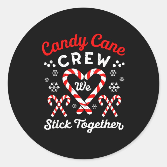 Sticker Rond Christmas Candy Cane Heart Holiday Family Matching (Devant)