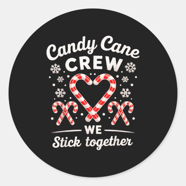 Sticker Rond Christmas Candy Cane Heart Holiday Family Matching (Devant)