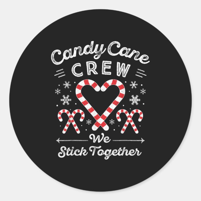 Sticker Rond Christmas Candy Cane Heart Holiday Family Matching (Devant)
