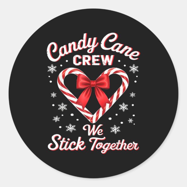 Sticker Rond Christmas Candy Cane Heart Holiday Family Matching (Devant)