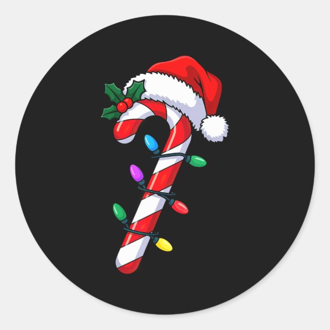 Sticker Rond Christmas Candy Cane Santa Xmas  (Devant)