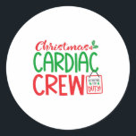 Sticker Rond Christmas Cardiac équipage, département de cardiol<br><div class="desc">Cardiac de Noël,  équipage,  Noël cardiaque,  département de cardiologie,  unité,  appréciation,  collègue pcu,  don de collègue,  cardiologie,  cardio</div>