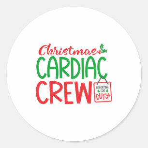 Sticker Rond Christmas Cardiac équipage, département de cardiol