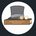 Sticker Rond Christmas Carol et English Top Hat<br><div class="desc">Ce design s'adresse aux amateurs de Charles Dickens.</div>