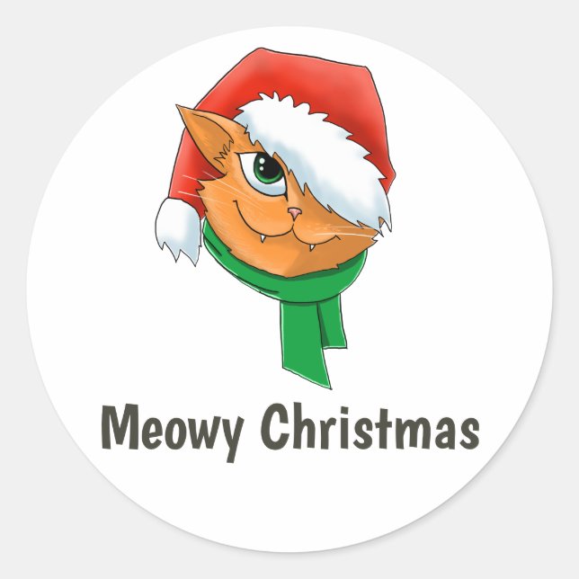 Sticker Rond Christmas Cat (Devant)