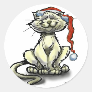 Sticker Rond Christmas Cat