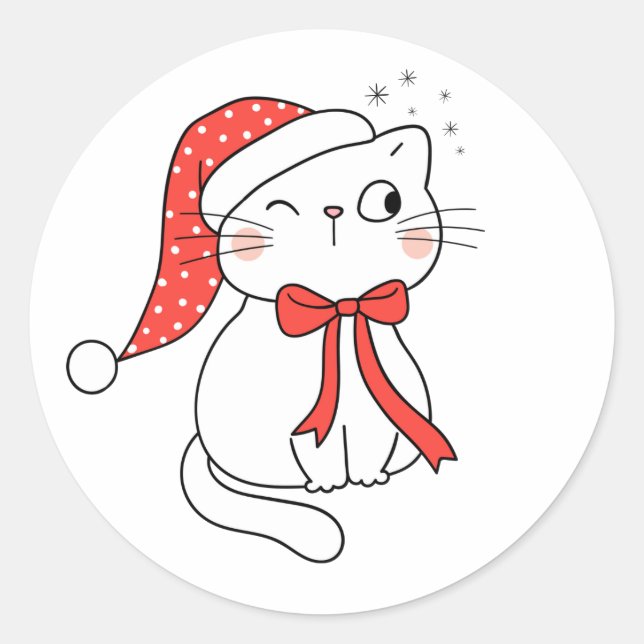 Sticker Rond Christmas Cat (Devant)