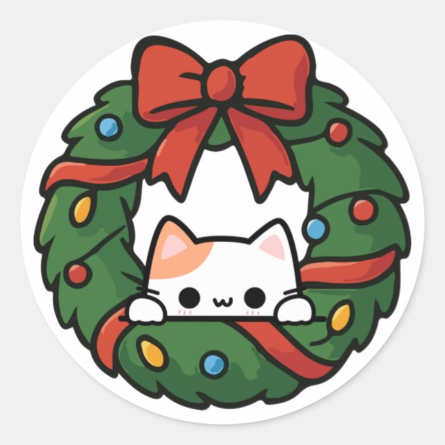 Sticker Rond Christmas Cat (Devant)