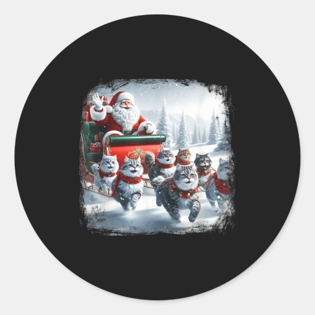 Sticker Rond Christmas Cat Funny Cats For Everybody Xmas Men Wo (Devant)