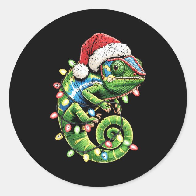 Sticker Rond Christmas Chameleon Toddler Kids Boys Christmas Xm (Devant)