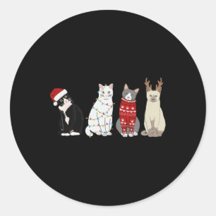 Sticker Rond Christmas Chat Fun Chat Amoureux de les chats Chat