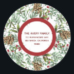 Sticker Rond Christmas Cherry aquarelle Holiday Adresse de reto<br><div class="desc">Christmas Cherry aquarelle Holiday Return Adresse Label Design. Personnalisez-vous avec un salut de vacances personnalisé. Si vous avez besoin d'aide,  n'hésitez pas à me contacter.</div>