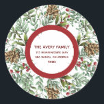Sticker Rond Christmas Cherry aquarelle Holiday Adresse de reto<br><div class="desc">Christmas Cherry aquarelle Holiday Return Adresse Label Design. Personnalisez-vous avec un salut de vacances personnalisé. Si vous avez besoin d'aide,  n'hésitez pas à me contacter.</div>