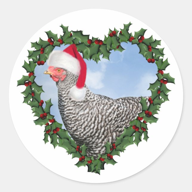 Sticker Rond Christmas Chicken * Barred Rock (Devant)