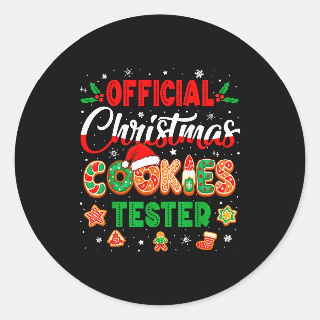 Sticker Rond Christmas Cookie Tester Taster Baking Crew Toddler (Devant)