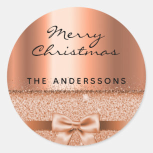 Sticker Rond Christmas copper metallic elegant name