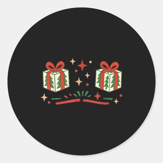 Sticker Rond Christmas Couple Matching I’m Just Here For The  (Devant)