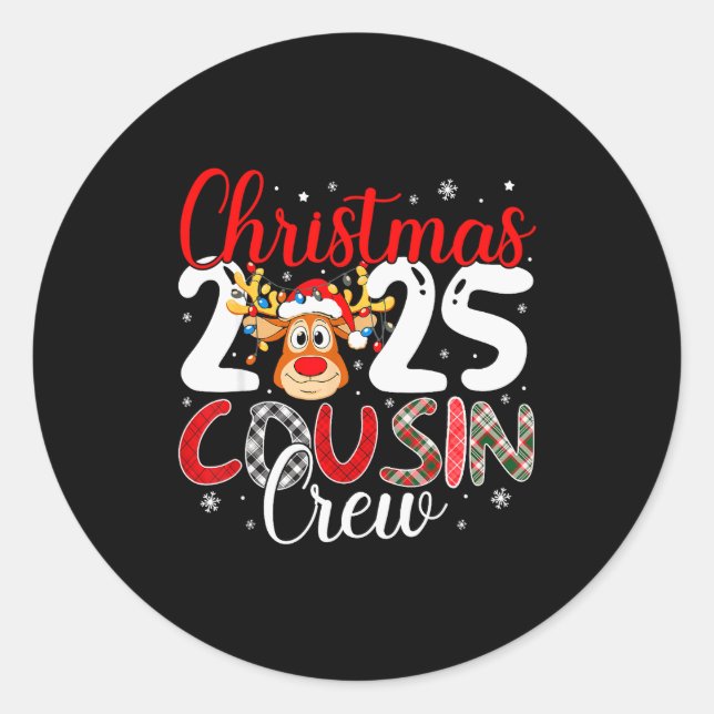 Sticker Rond Christmas Cousin Crew 2025 Matching Family Xmas Pa (Devant)