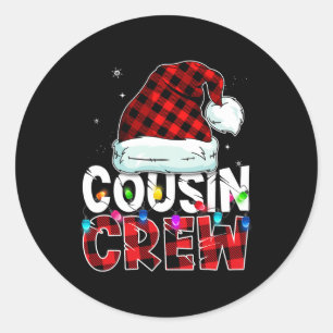 Sticker Rond Christmas Cousin Crew Buffalo rouge plaid Pajamas 