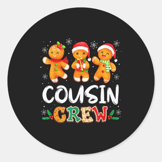Sticker Rond Christmas Cousin Crew Santa Hat Family Matching Fu (Devant)