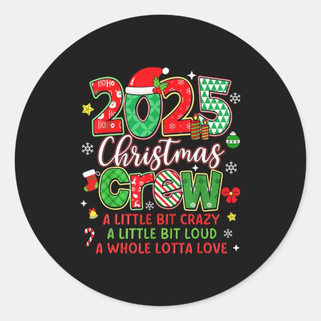 Sticker Rond Christmas Crew 2025 Family Christmas Xmas Pajamas  (Devant)