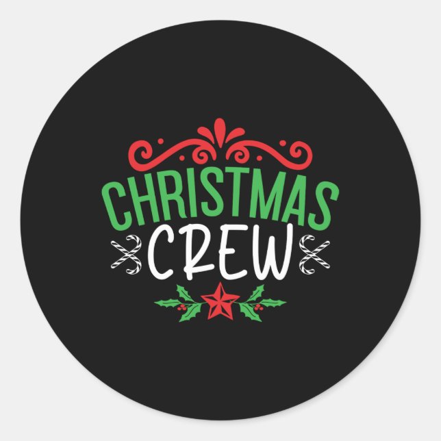 Sticker Rond Christmas Crew Family T Shirt  (Devant)