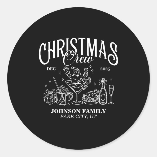 Sticker Rond Christmas Crew Matching Family Group  (Devant)