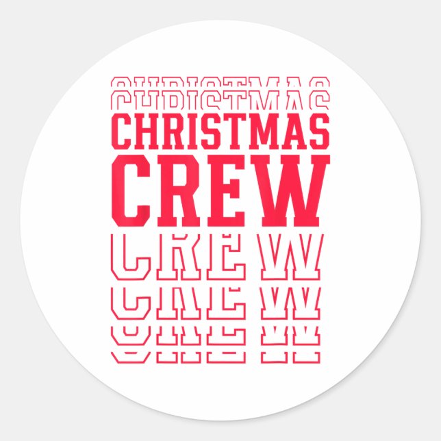 Sticker Rond Christmas Crew Red Layered Text Family Santa Xmas  (Devant)