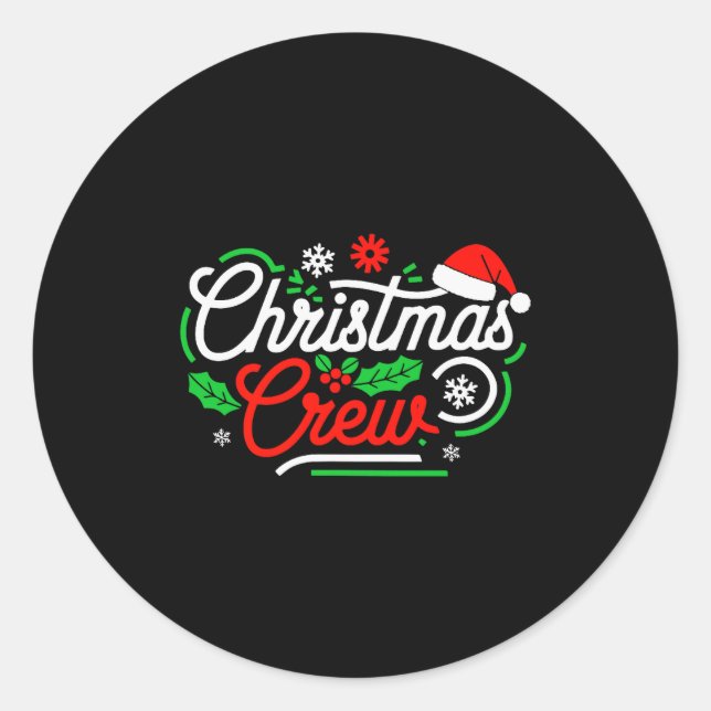 Sticker Rond Christmas Crew Shirt Adult Men Women Kids Christma (Devant)