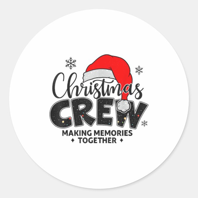 Sticker Rond Christmas Crew Xmas Lights Family Matching Pajamas (Devant)