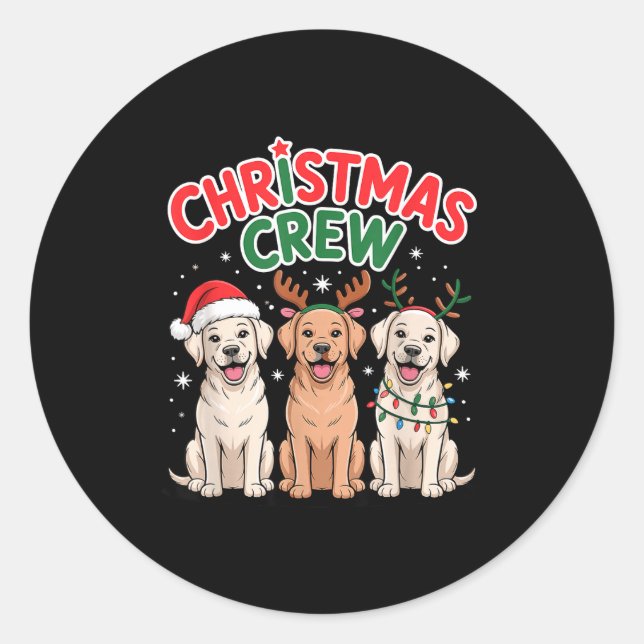 Sticker Rond Christmas Crew Xmas Puppy Funny Christmas Labrador (Devant)