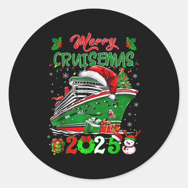 Sticker Rond Christmas Cruise 2025 Making Memories For A Lifeti (Devant)