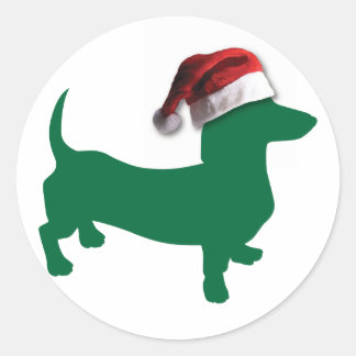 Sticker Rond Christmas Dachshund