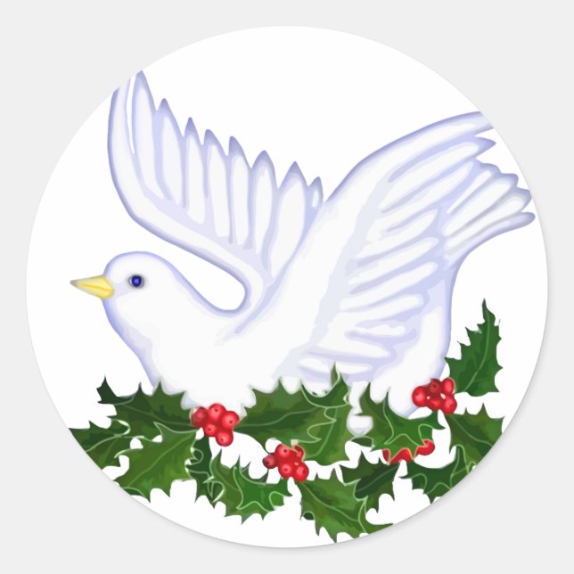 Sticker Rond Christmas Dove et Holly (Devant)