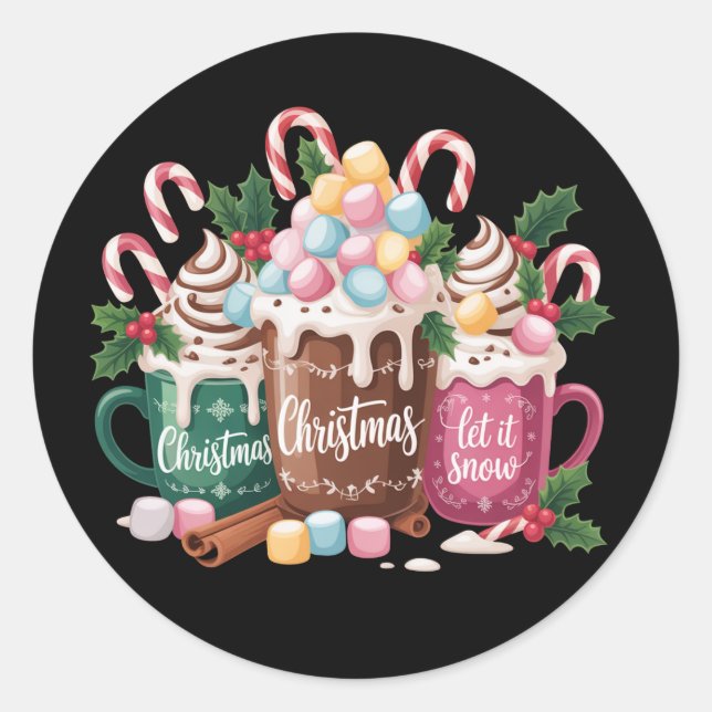 Sticker Rond Christmas Drinks Pink Coquette Gingerbread Coffee  (Devant)