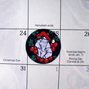 Sticker Rond Christmas Elephant