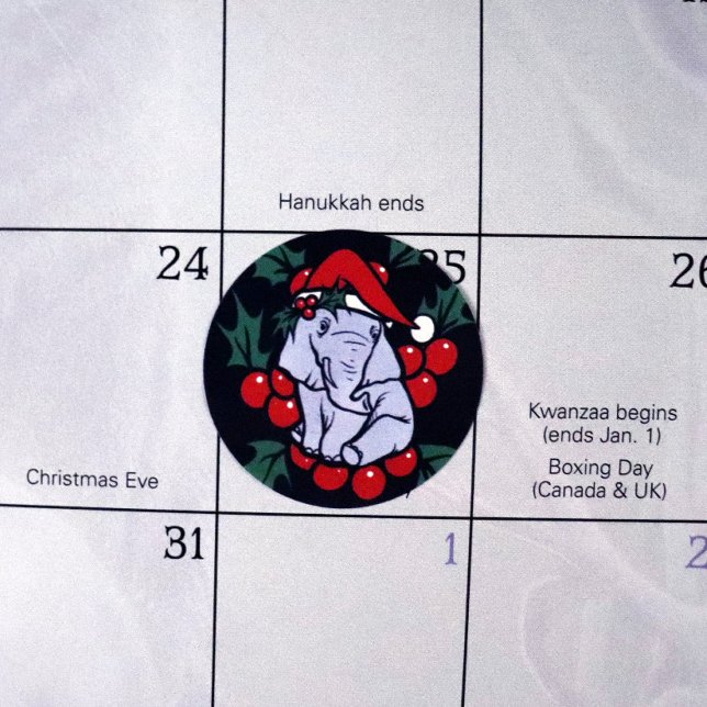 Sticker Rond Christmas Elephant (Créateur téléchargé)