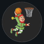 Sticker Rond Christmas Elf Dunking Un Basketball Fun Boys Kids<br><div class="desc">Noël Elf Dunking Un Basketball Amusants Garçons Enfants Noël 1</div>
