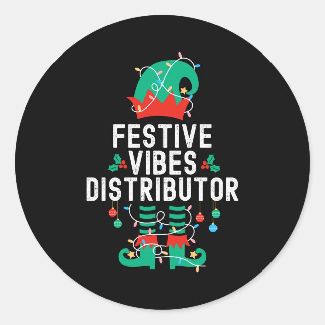 Sticker Rond Christmas Elf Office Team Party Family Matching _2 (Devant)