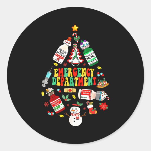 Sticker Rond Christmas Emergency Room Er Rn Nurse Department He (Devant)