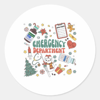 Sticker Rond Christmas ER Nurse Shirt Women Emergency Departmen